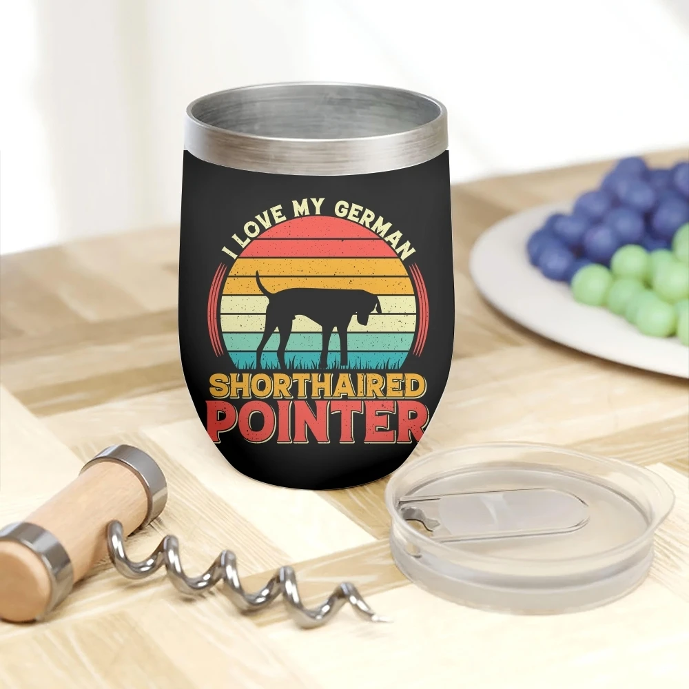 German Shorthaired Pointer Vacuum Flasks 12oz Insulated Wine Tumbler Vacuum Coffee Mug Egg Shape Thermos Cup