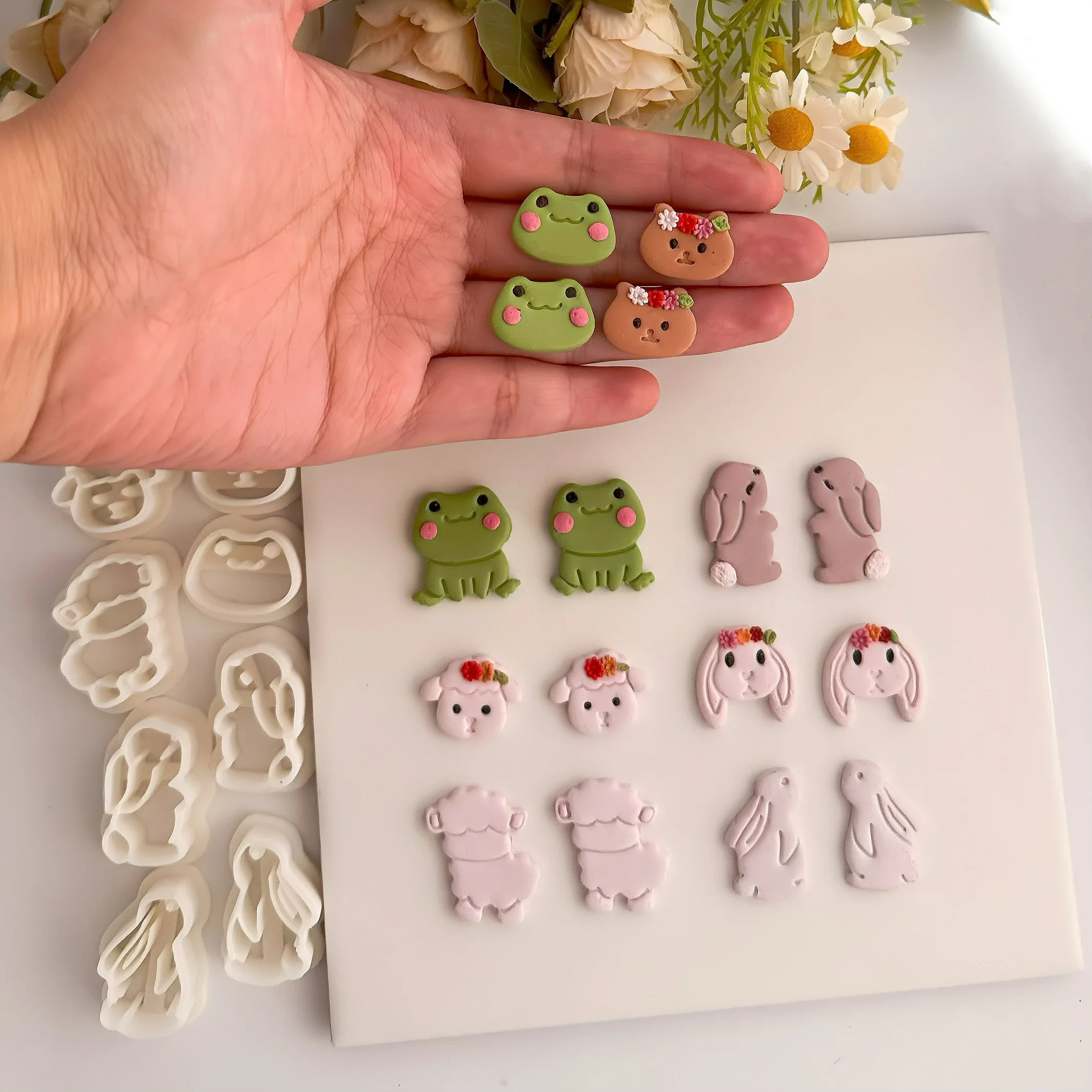 Animals Frog/Bear/Rabbit/Sheep Polymer Clay Cutter Clay Tool Diy Earring Pendant Jewelry Molding Cutting Mold  Ceramic Tool