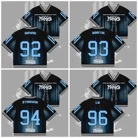 Kpop Monsta X World Tour 2026 Nexus Jersey Gift for Lovers American Street Style T-Shirt Family Matching Summer Quick-drying Top