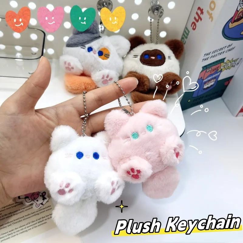 2Pcs Long Tailed Katze Schlüsselbund Plüsch Cartoon Nette Kreative Rucksack Hängen Anhänger Kawaii Paar kinder Geburtstag Geschenke