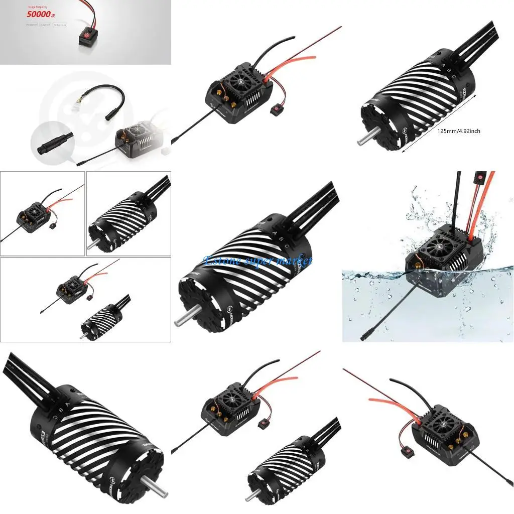 090B High Performances Remote Control Car Brushless Motor 300A ESC Combo for 1/5 Model Car Programming Card