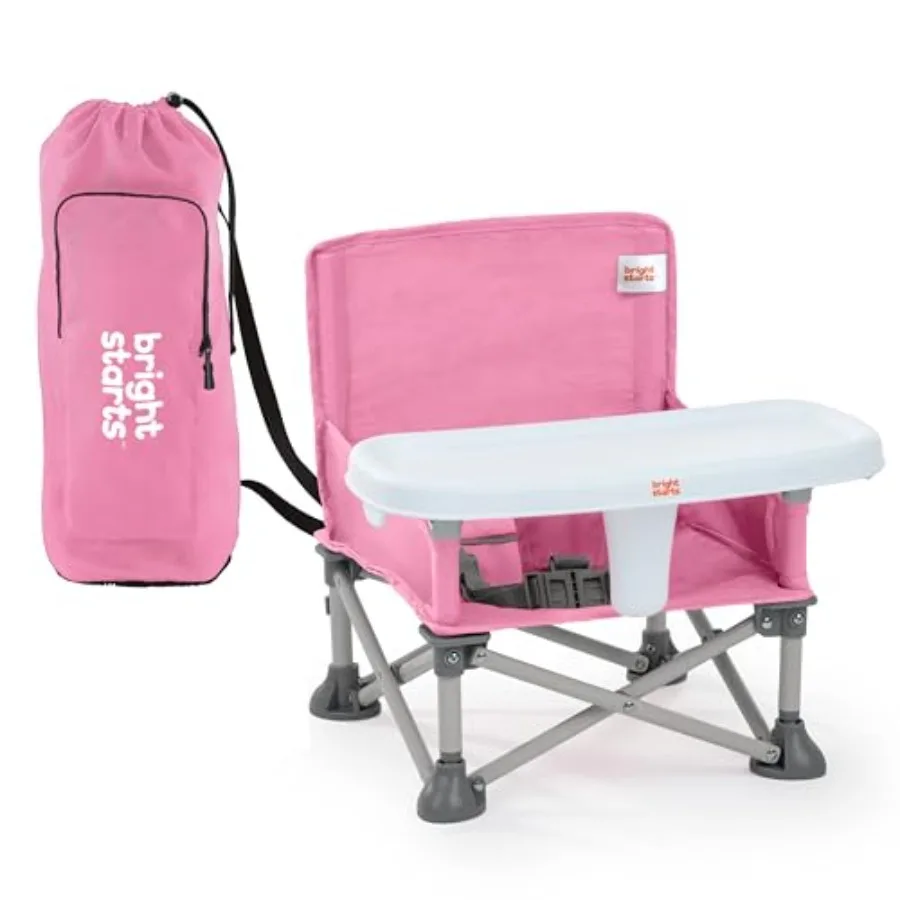

Bright Starts 'N Sit Portable Booster, Indoor/Outdoor Use, Floor Seat with Feeding Tray, Pink, 6 Mos - 3 Yrs