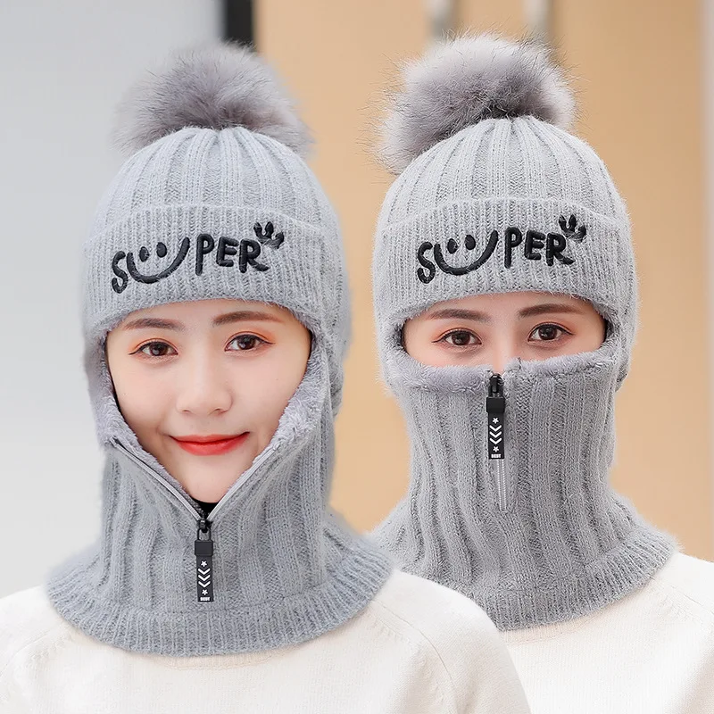 1 Stück Wintermütze für Damen, lässig, dick, warm, aus Fleece, winddicht, zum Reiten, mit Kapuze, als Nackenwärmer, Mütze, Sturmhaube, Maske – Detail 4