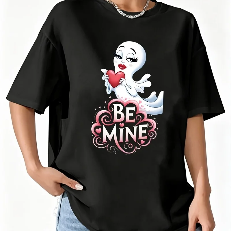 Phantom Heart, I Am Yours Women's 100% Cotton T-Shirt Fun Print Short Sleeve Top Casual Round Neck Tee S-5Xl