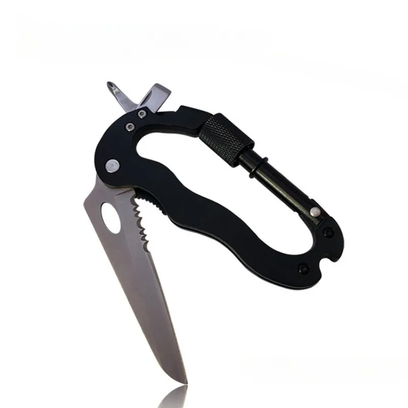 多機能登山バックル,クロスドライバー,カラビナ,栓抜き,キーホルダー,高速ハンギング,アウトドア,5 in 1