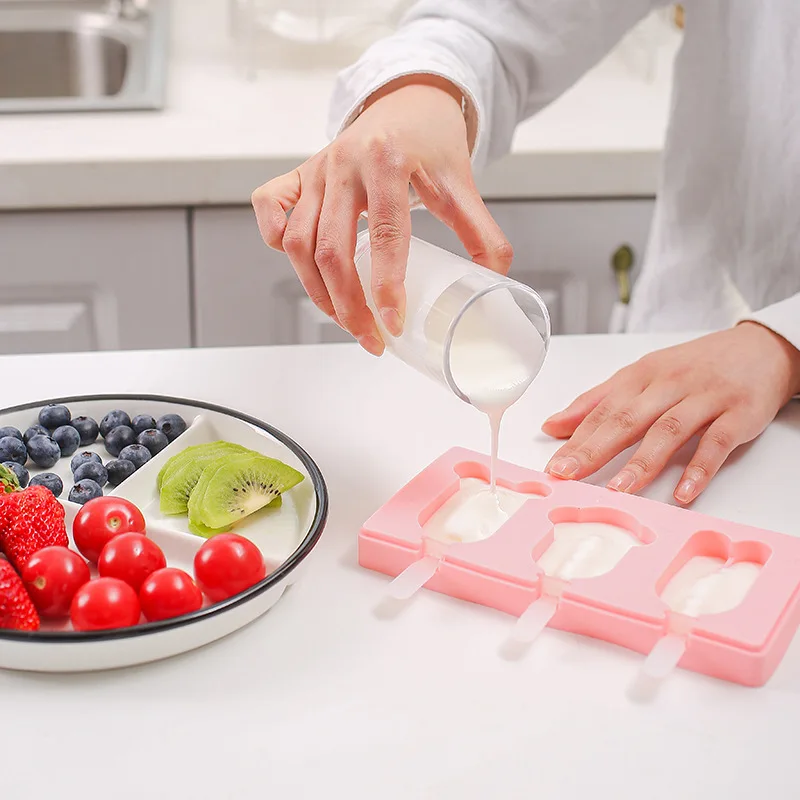 Molde de silicona para helado, herramienta de cocina hecha a mano, con tapa, para polos, imagen bonita