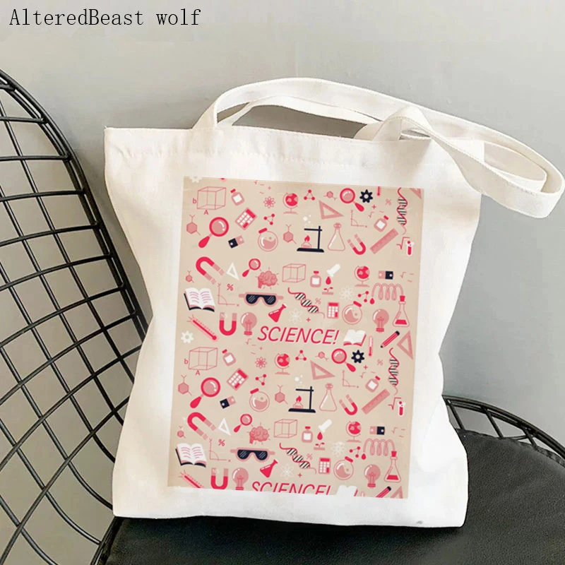 Women Shopping Bag Chemistry Science Teacher Printed Tote Bag Harajuku Teacher supplies girl handbag Tote Shoulder Lady Bag