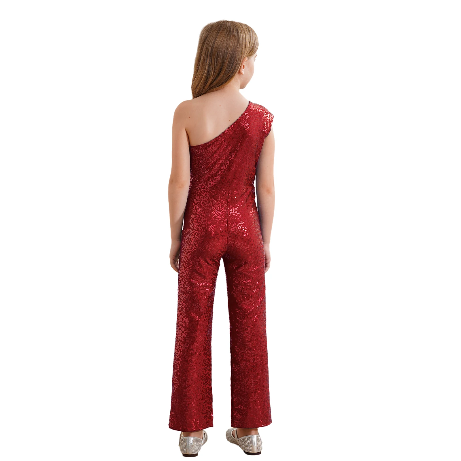 Kids Girls Sequin Jumpsuit Dance Disco Performance Sleeveless Party Romper Playsuit Dance Prom Leotards for Cocktails Evenings