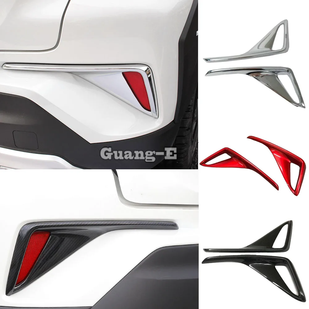 

Car ABS Chrome/Carbon Fiber Cover Trim Back Tail Rear Fog Light Lamp Frame Stick For Toyota C-HR CHR 2017 2018 2019 2020 2021