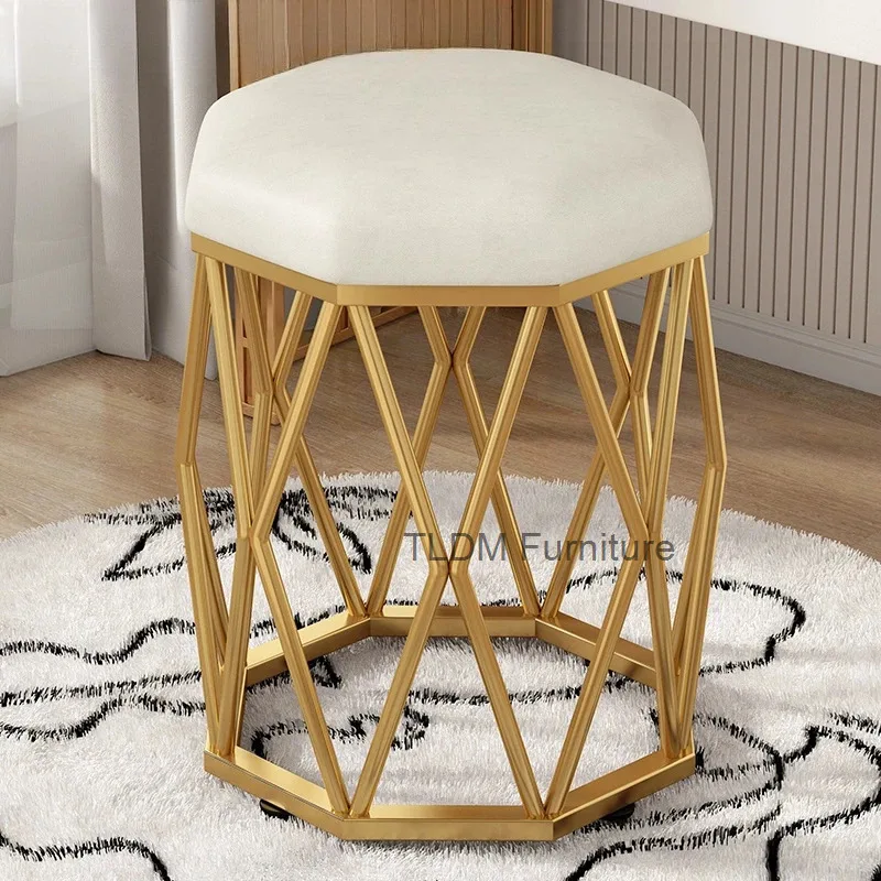 Gold Nordic Ins Style Chair Simple Household Iron Nest Dressing Stool Black Bird Light Luxury Manicure WF