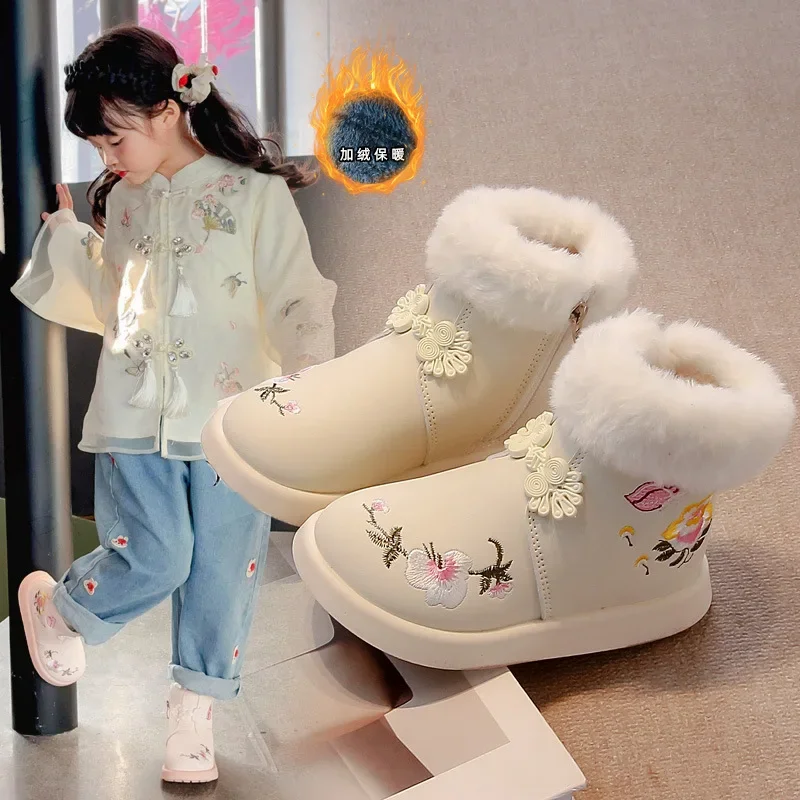 الفتاة حذاء بوت بطول الكاحل السببية تنوعا طفل الأميرة السراويل واحدة الأحذية الحلو موضة التطريز الأطفال ربيع الخريف الأحذية الجلدية