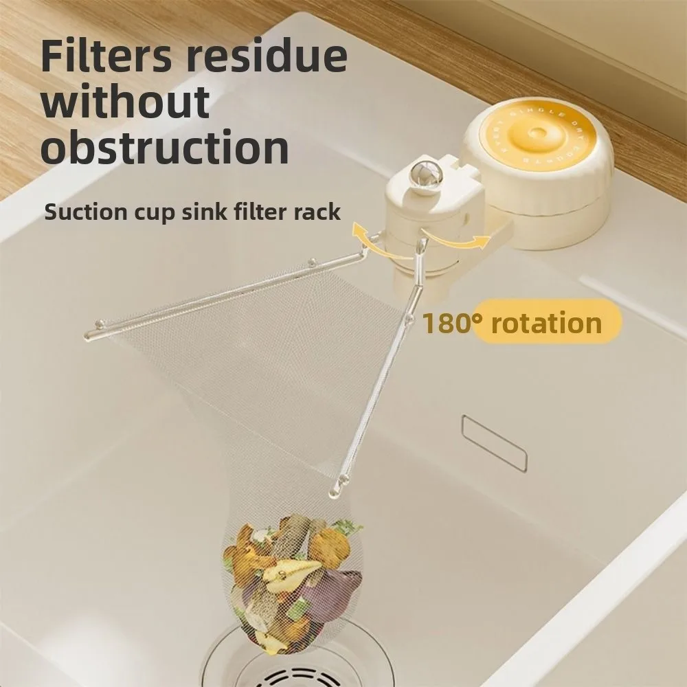 

Suction Cup Kitchen Sink Filter Rack Rotatable Creative Waste Hanging Net Bracket Detachable Multifunctional
