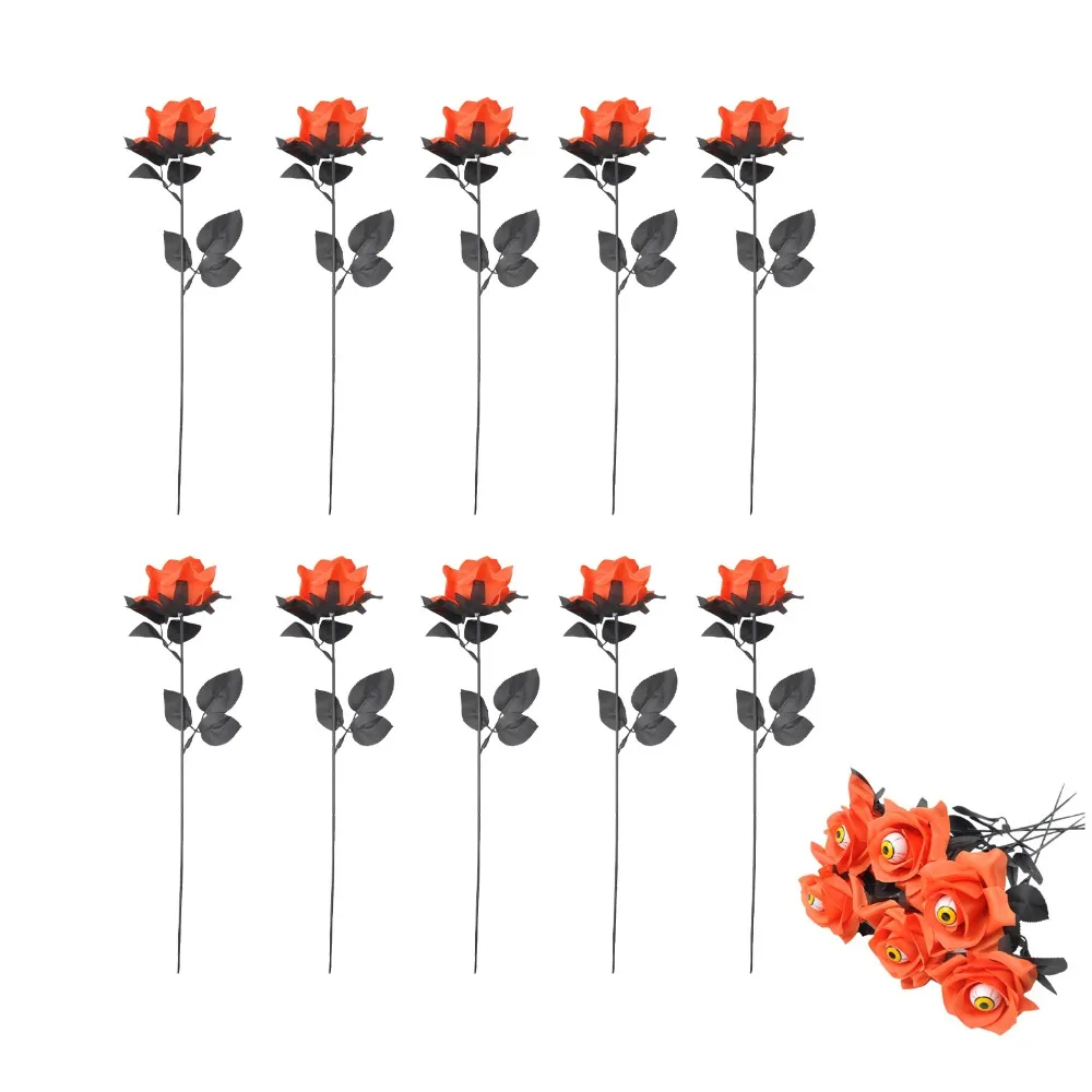 

10PCS Funny Halloween Eyeball Rose Scary Party Decor Eyeball Fake Flower Simulation Artificial Rose Flower Photography Props