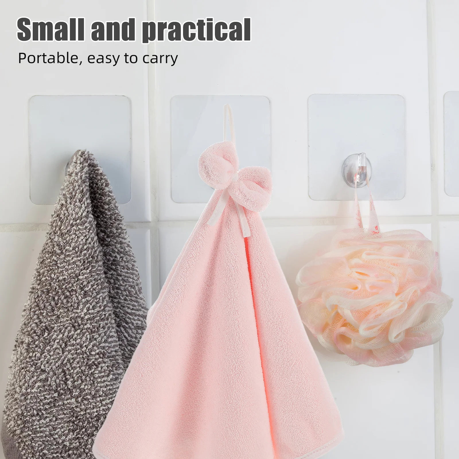 

Cute Bowknot Kitchen Thick Coral Fleece Super Absorbent Lintfree Hand For Bathroom Hanging Kitchen Towels Farmhouse Hand