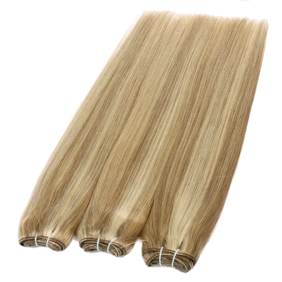 8Pcs Clip In Hair Extensions 100% Real Human Hair P8/613 Color Brown Highlight Blonde For Women Daily Use Real Easy Wear To Go