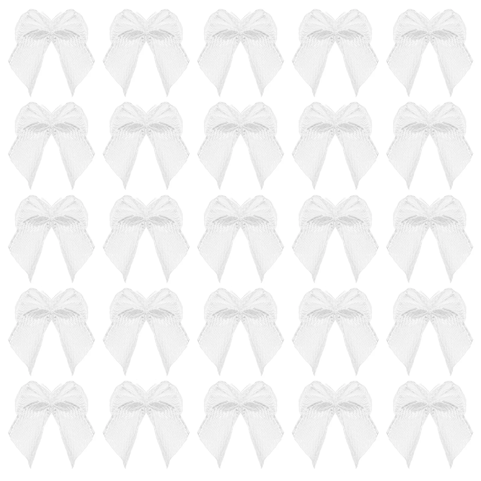 

100pcs Ribbon Bows Handmade Fresh Decorative Hair Accessories Wedding Craft Ornament Gift Materials Small Patterns White Durable