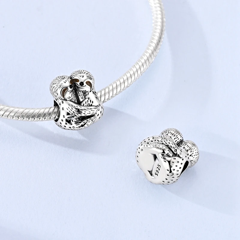 2026 New 925 Sterling Silver Sloth Couple Charms Beads Fit 3mm Classic Bracelet DIY Women Birthday Anniversary Jewelry Gifts