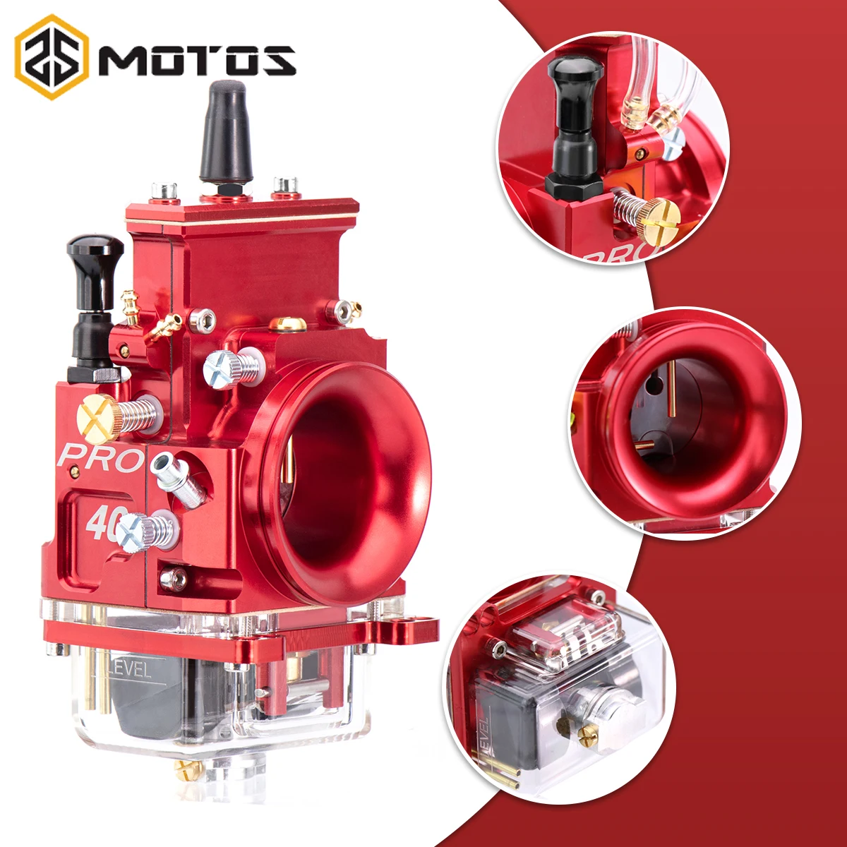 ZS MOTOS 36 38 40MM CNC Lectron Carburetor With Air Fuel Mix Screws For Lectron Billetron PRO Series 2-Stroke Carburetor