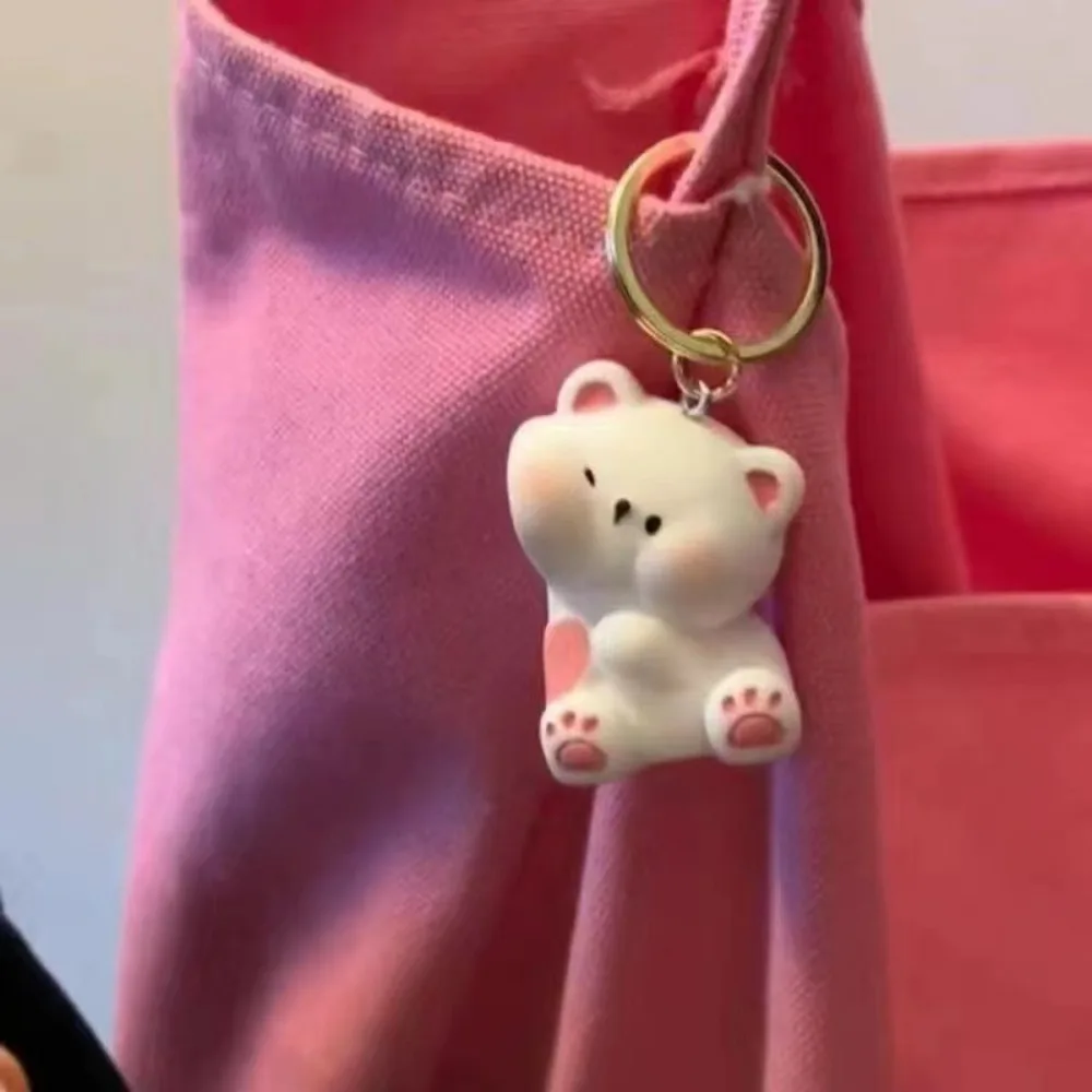 1Pair Cute Resin Bear Couple Magnetic Keychain Cartoon Animal Doll Bag Pendant Kawaii Key Chains Gifts for Lovers Ornaments