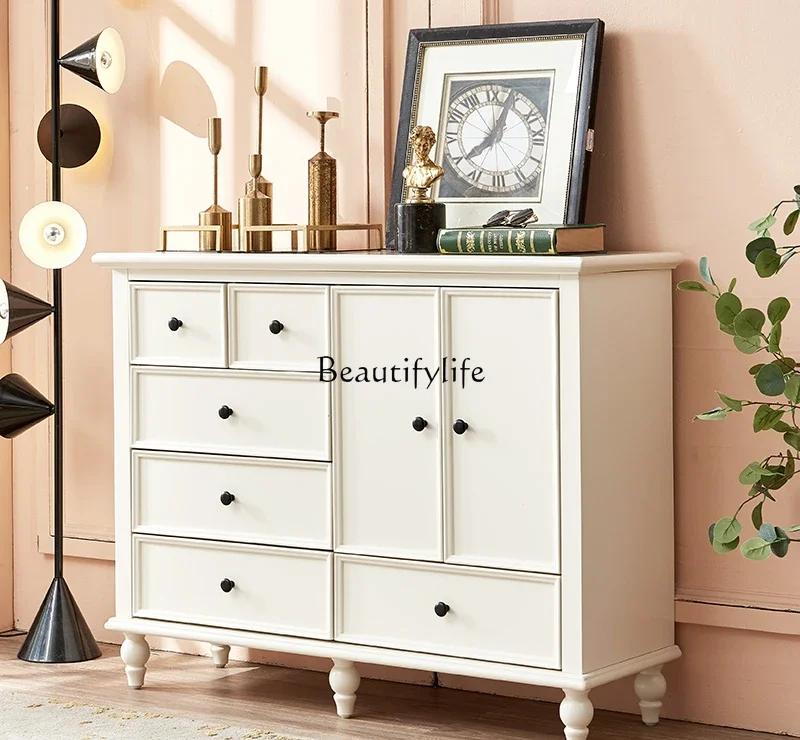 American chest, bedroom storage, white chest of drawers, solid wood drawers, simple and modern