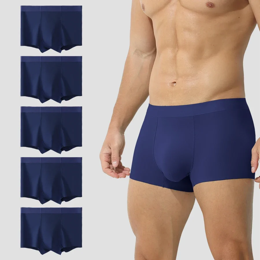 

5PCSMen's underwear, men's briefs, pure cotton men's shorts, sporty four-corner, comfortable and breathable, men's trendy bottom