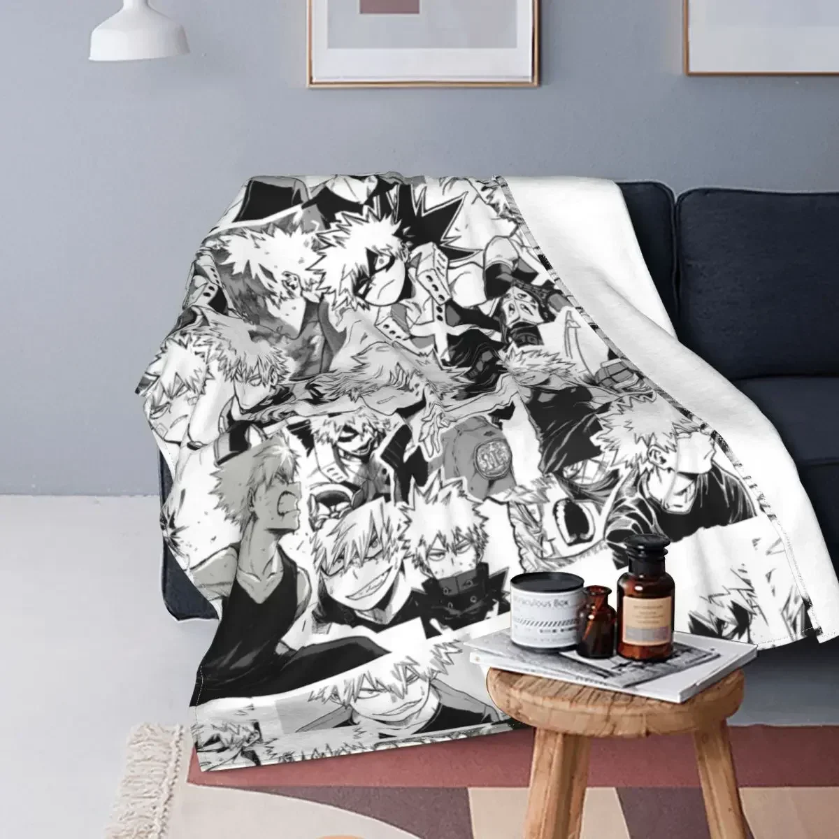 Katsuki Bakugo Fuzzy Blanket My Hero Academia Boku No Hero Academia Customized Throw Blankets for Home Quilt Bedspread