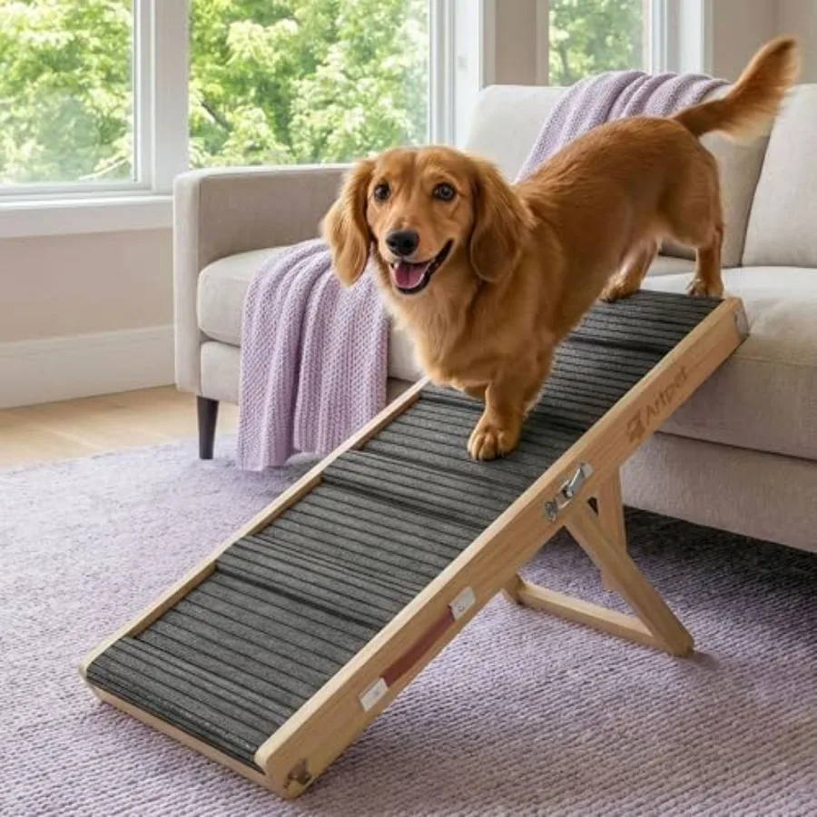 for Couch Bed, Dachshund Joint Care Ramp, Foldable, Anti-Slip, Portable, Height Adjustable, Supports Up to 35 lbs