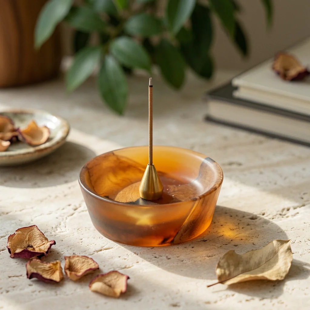 Incense Stick Holder Wooden Incense Holder with Tray Sleek Easy to Clean for Tea Room, Study Desk