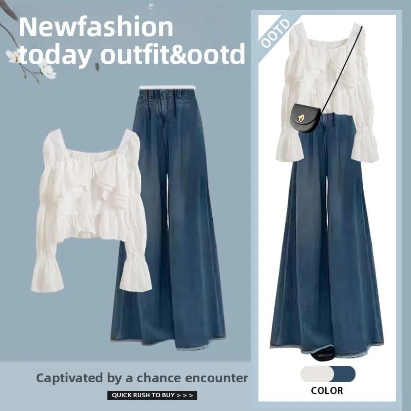 

American Retro High Waist Straight Leg Denim Jeans Women's Commute Simple Spring New Design Sense Frayed Jeans