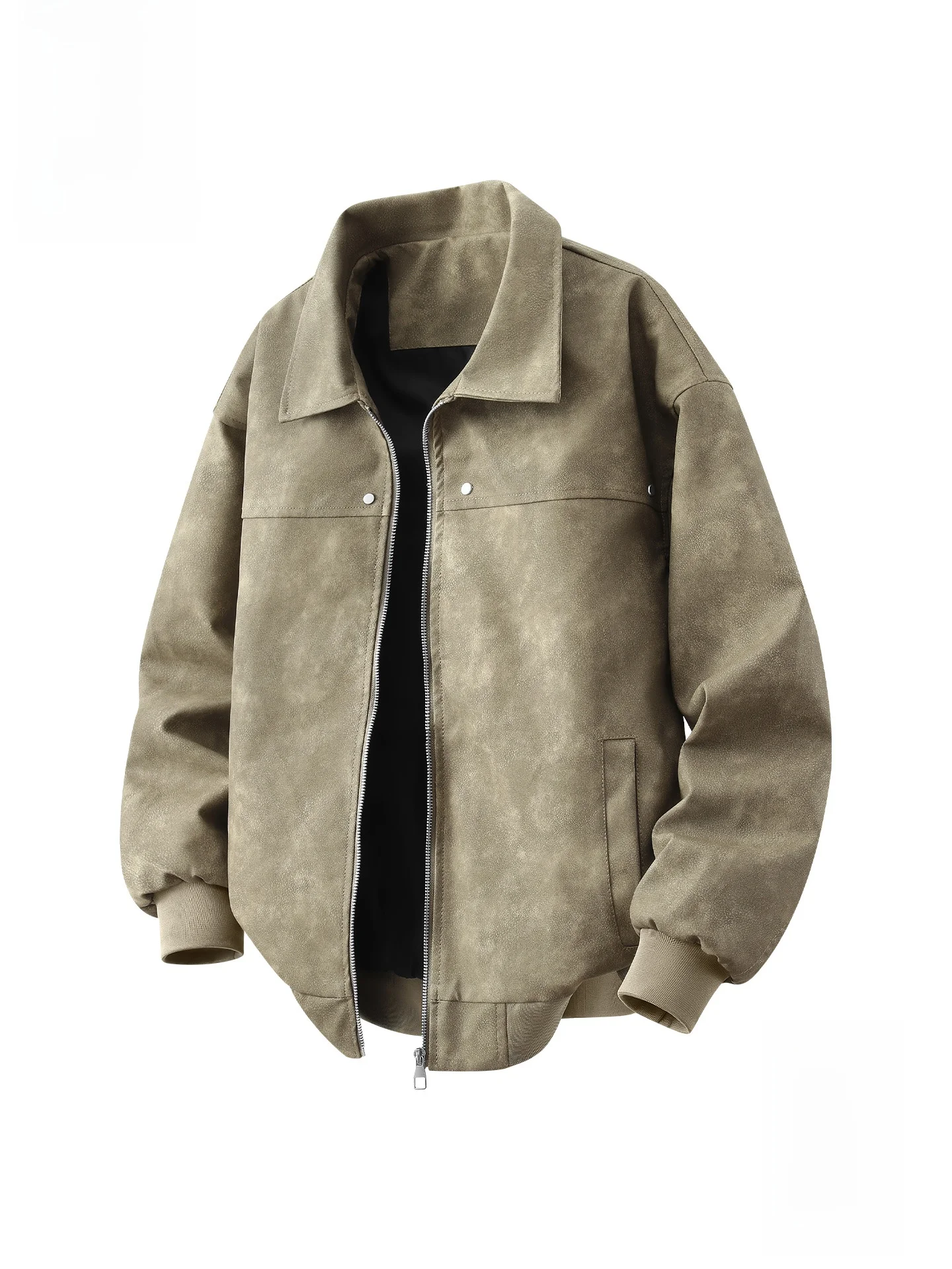 

American Retro Flip Collar PU Leather Jaet Men's Autumn High Sensation Big Mouth Monkey Trendy Jaet