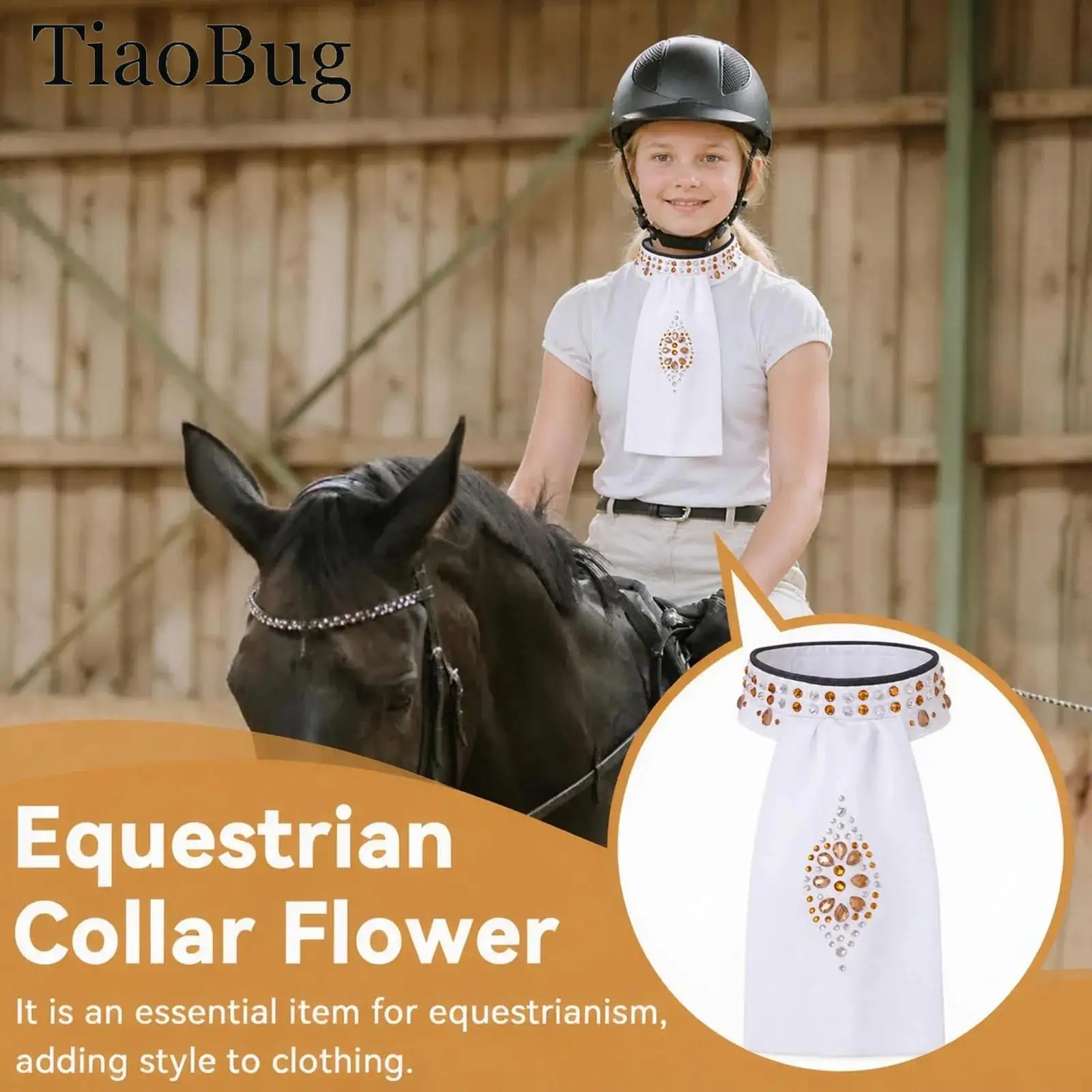 Equestrian Rhinestones Stock Tie Hook-and-loop Closure Horse Riding Dressage Necktie Horse Riding Equipment Performance Costume
