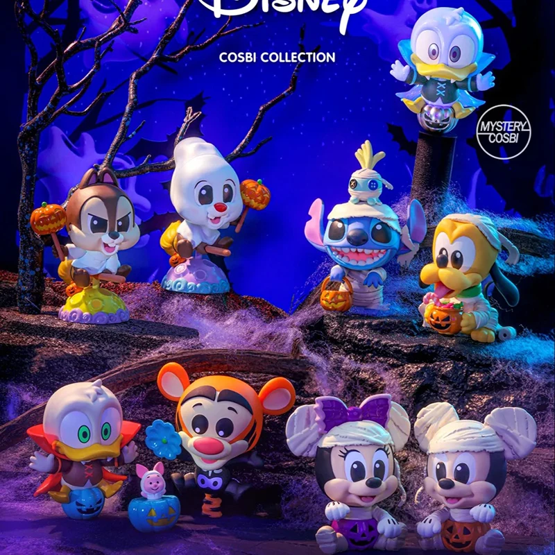 

100% натуральная серия Disney Pumpkin Party, слепая коробка Kawaii, Микки и Минни, стежка, фигурка для украшения рабочего стола, детский подарок, игрушка-сюрприз