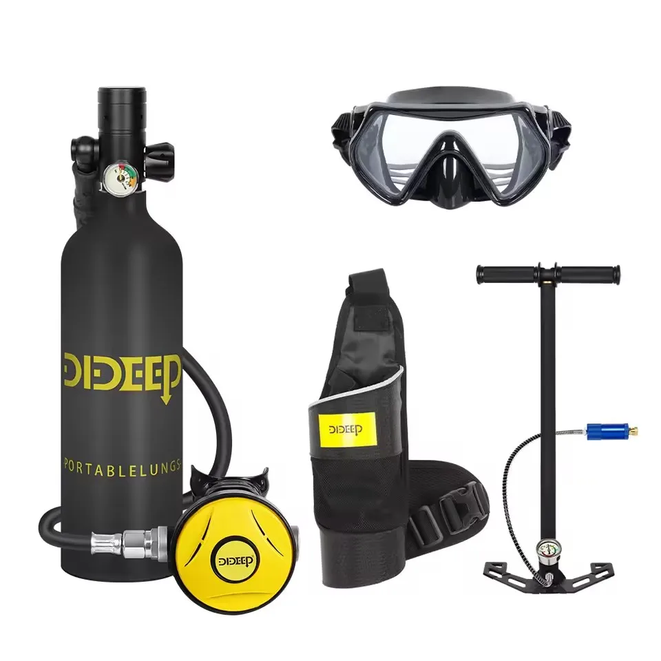 DIDEEP X4000 Pro 1L Mini Diving Tank, Oxygen Tank, Underwater Diving Kit with Crossbody Harness/Mask/Pump