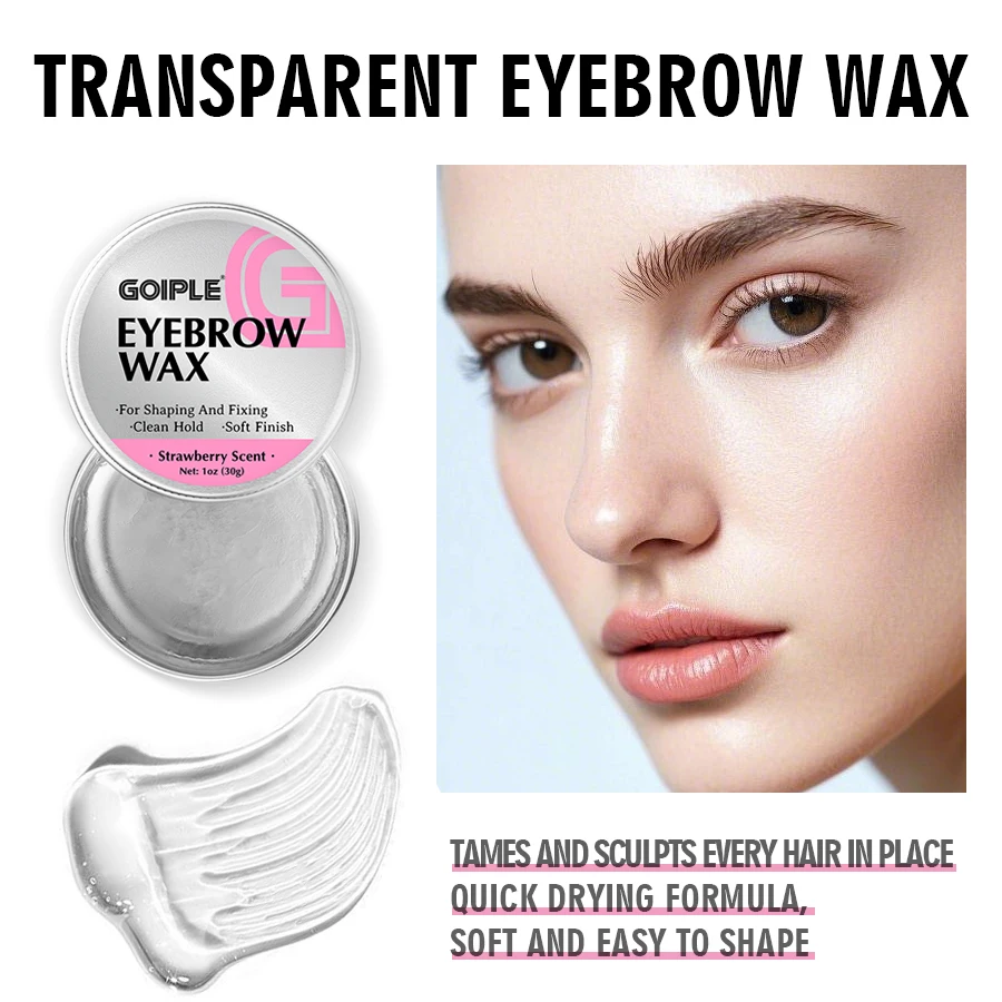 Creme de cera de sobrancelha selvagem, gel transparente para moldar sobrancelhas, cabelos normais, produtos de estilo de sobrancelha 3d naturais duráveis e escova descartável