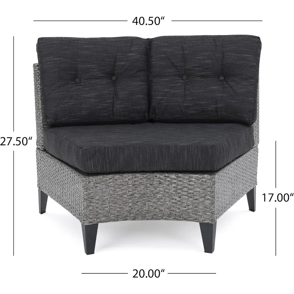 Single Sofa Set of 2, Polyethylene Rattan Wicker, Iron Frame, Water Resistant Cushions, Easy to Assemble, 40.5"x29.25"x27.5", B