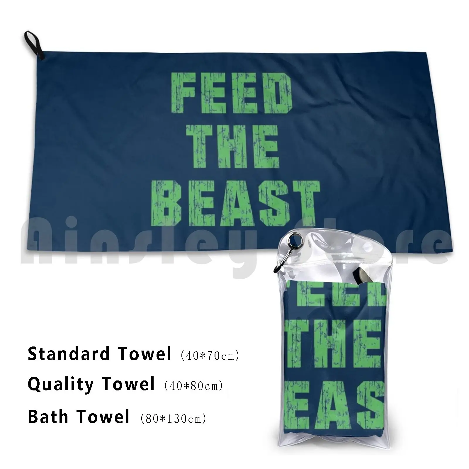 Feed The Beast Vintage Bath Towel Beach Cushion Feed The Beast Beast Vintage Marshawn Lynch Marshawn Lynch Russell