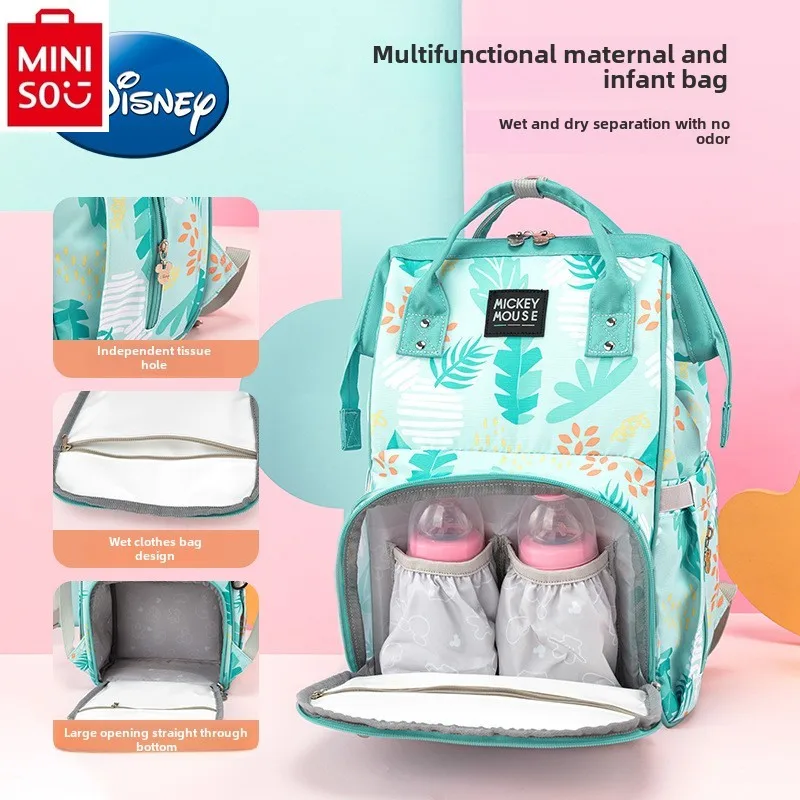 MINISO   Disney Large Capacity Fashion Backpack for Women's Outdoor Multi functional Storage Mother and Child Bag