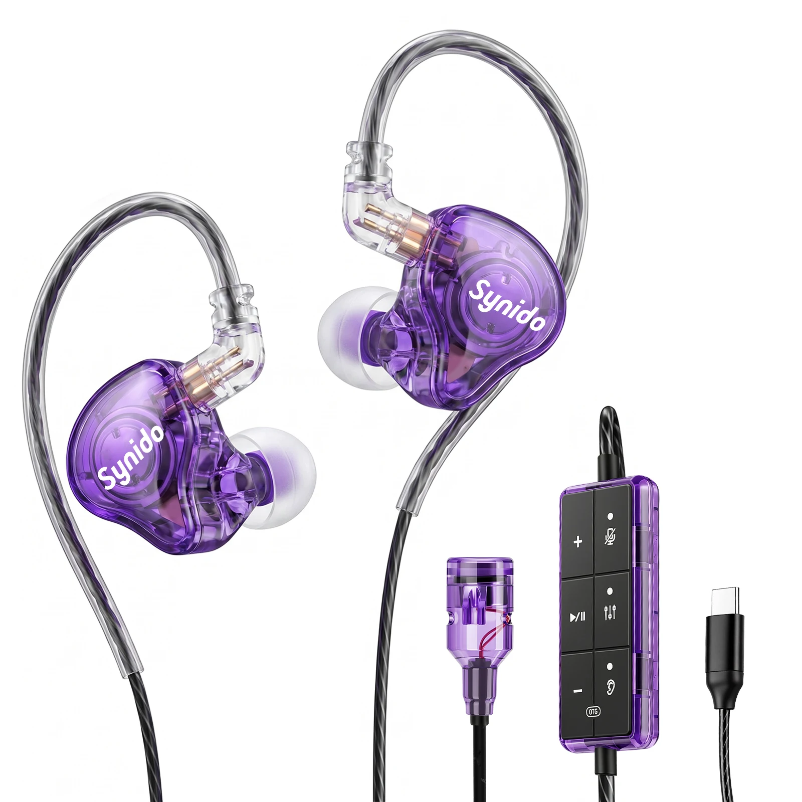 SYNIDO Live Dock E10: audio-interface voor hoofdtelefoons, geluidskaart, karaoke-headset met microfoon, 4 geluidsmodi, voor live streaming en zingen.