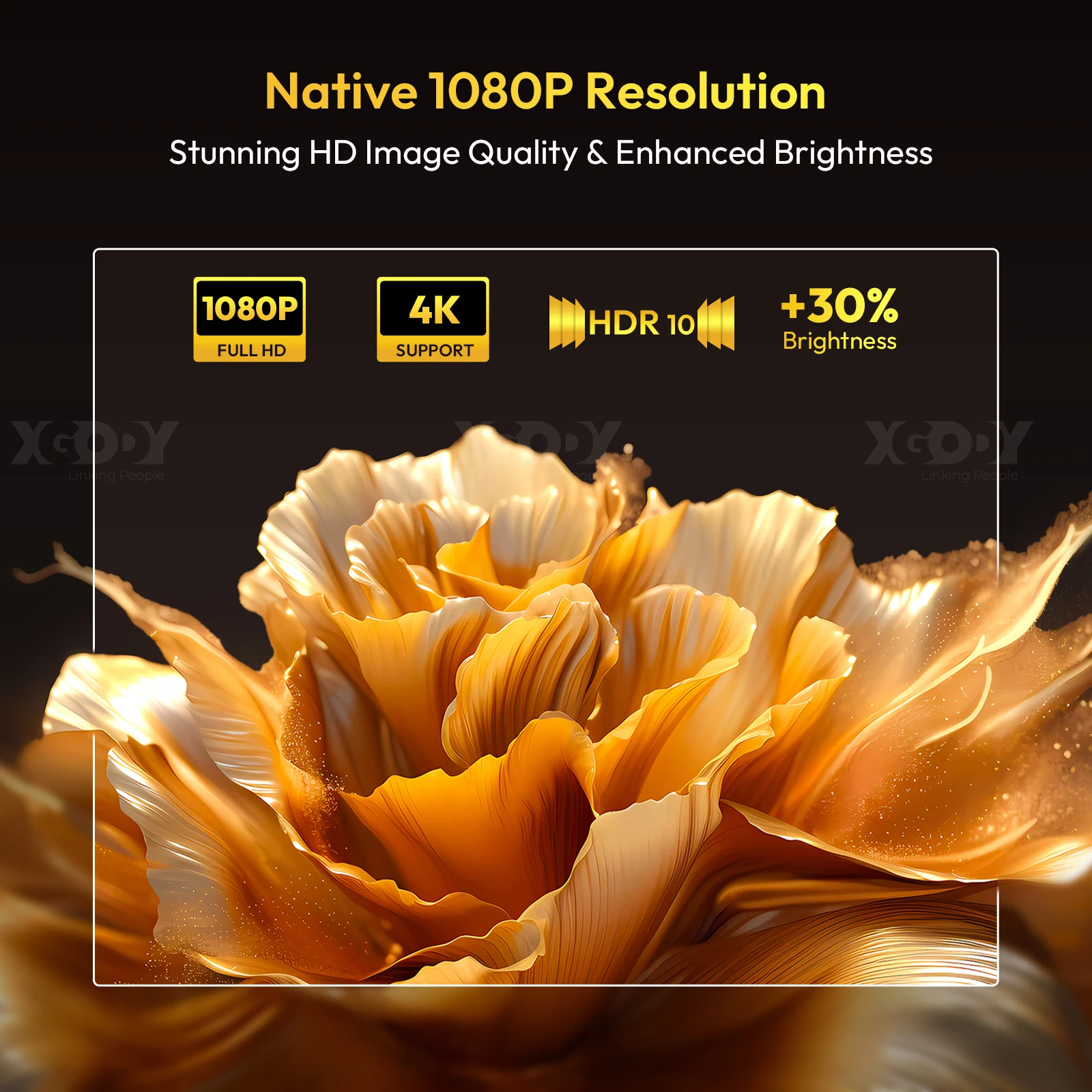 XGODY A6 PRO أصلي 1080P 650 ANSI 4K أندرويد 11 32 جيجابايت 135 °   Projekttor mit Auto Keystone Focus Wifi6 BT5.2 محمول خارجي