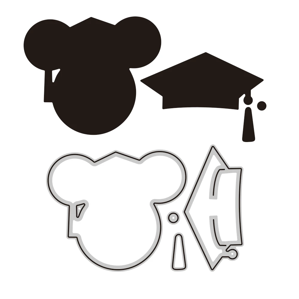 Mickey Mouse Baret Stansmessen Disney Afstuderen Diecuts voor DIY Scrapbooking Decoratieve Papieren Kaarten Ambachten Nieuwe 2023