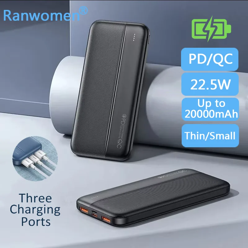 22.5w PowerBank Portable 20000mAh Fast Power Bank PD QC Travel External Auxiliary Battery Pack Powerbank Mini For Iphone Xiaomi