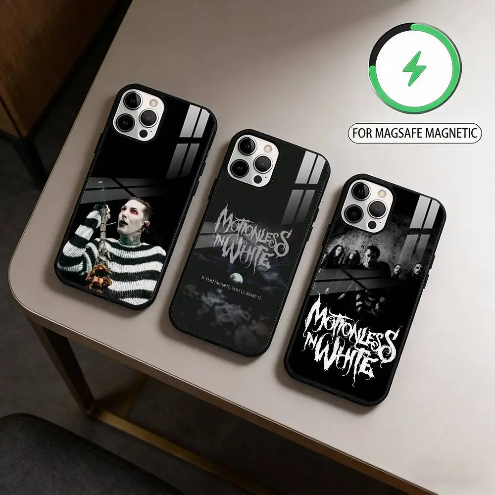 

M-Motionless In White Magnetic For Magsafe Wireless Charging Phone Case For iPhone17,16,15,14,13,12,11 Plus,Pro Max