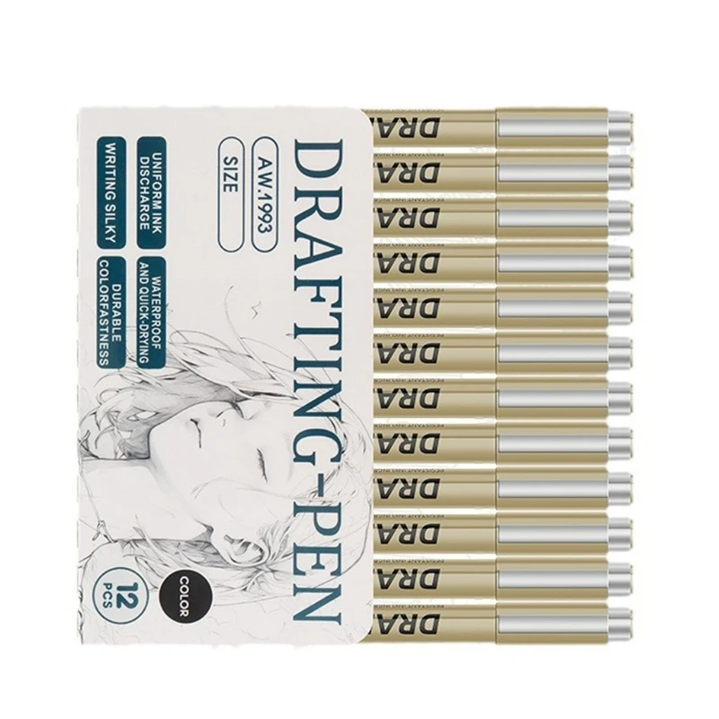 6/9/12x/Set مجموعة أقلام خط رفيع مقاوم للماء قلم تحديد صياغة قلم رسم القلم