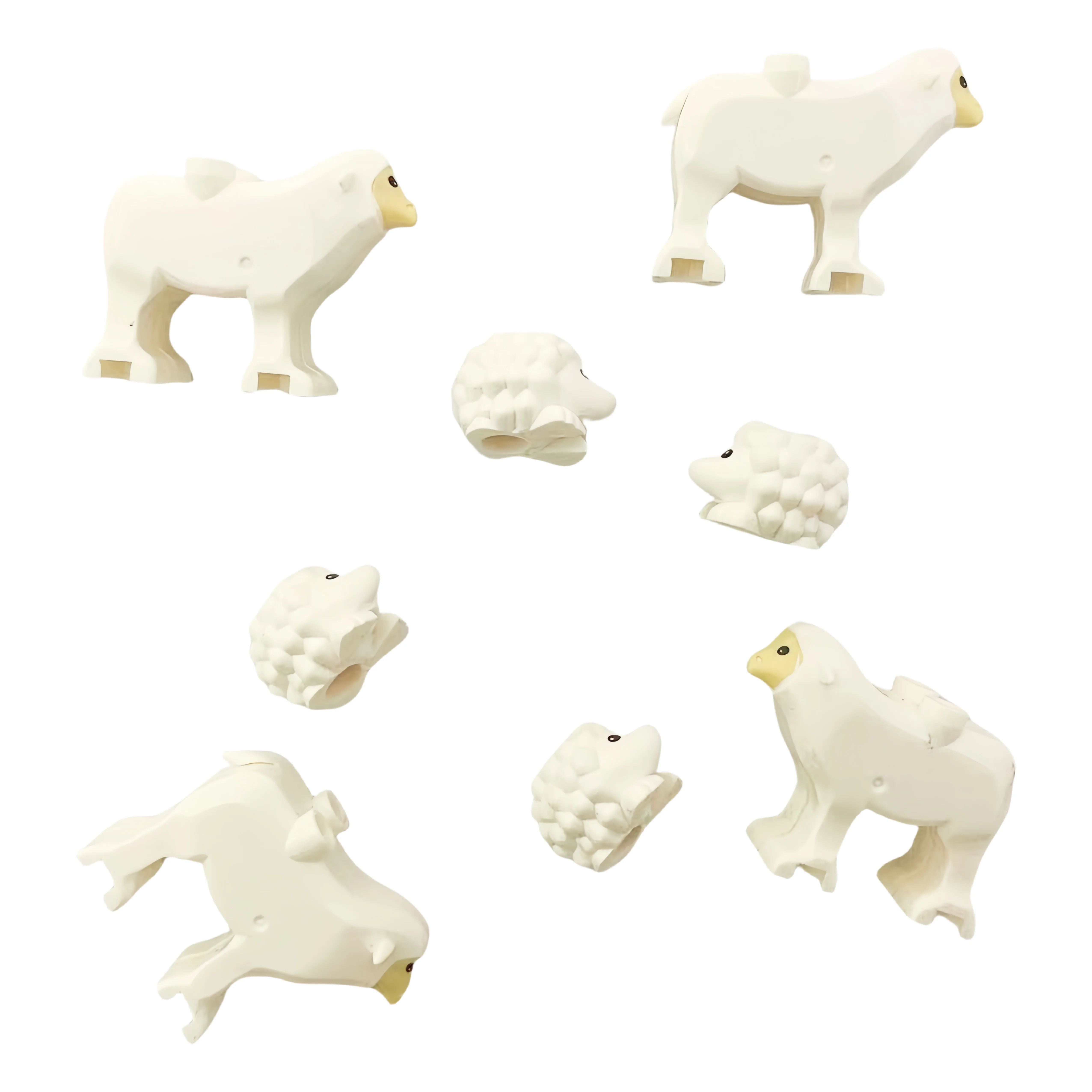 MOC 4Pcs 양 + 4 Pcs 고슴도치 빌딩 블록 DIY 장난감 동물 모델 DIY 농장 공원 동물원 장식 액세서리 완구