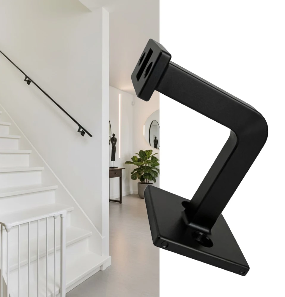 Zinc Alloy Wall Mount Handrail Bracket for Stair Railings Post Connector Railing Support Heavy Duty Construction
