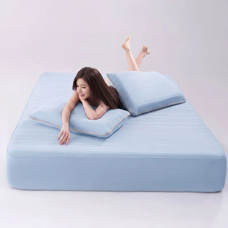 Spandex Cooling Mattress Cover for Summer Solid Color Breathable Fitted Sheet Soft Skin Friendly Queen King Mattress Protector