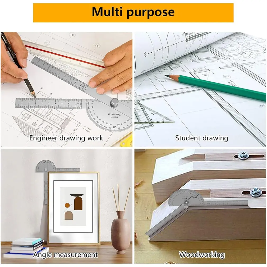 Angle Meter Measure Protractor Ruler Metal Finder 180 Degree Guage Goniometer Stainless Steel Woodworking Wood Measurement Tool