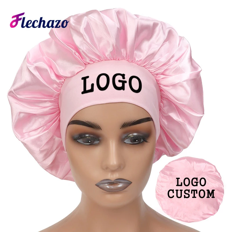 

Шелковая шапочка для сна с индивидуальным логотипом, мягкая, для ухода за волосами, с эластичными лентами, модные аксессуары для ухода за волосами для женщин