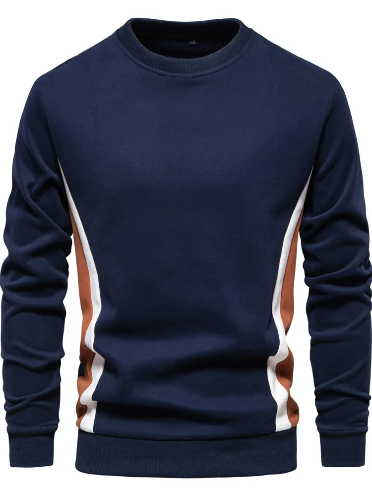 

Мужская толстовка Slim Fit с круглым вырезом и цветными вставками, повседневная, с длинными рукавами, с принтом, из комфортной хлопковой смесовой ткани