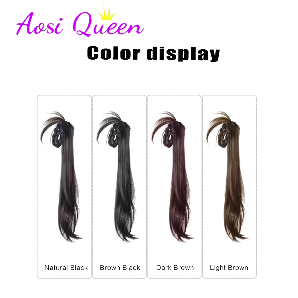 AOSI Synthetic Grabbing Clip Ponytail Wig Gentle Tthousand Gold Braid Weaving Side Ball Head Low Ponytail Wig Braid Ponytail